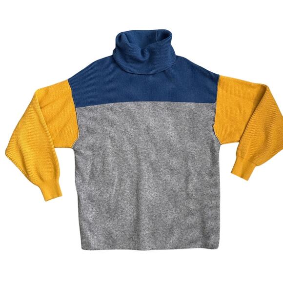 Free People Softly Structured Colorblock Sweater Blue Size Small - Picture 6 of 10